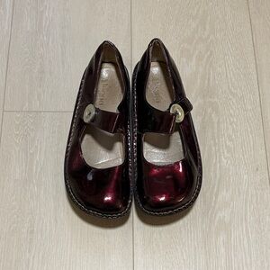 Alegria Burgundy Shiny Mary Jane Dress Shoes